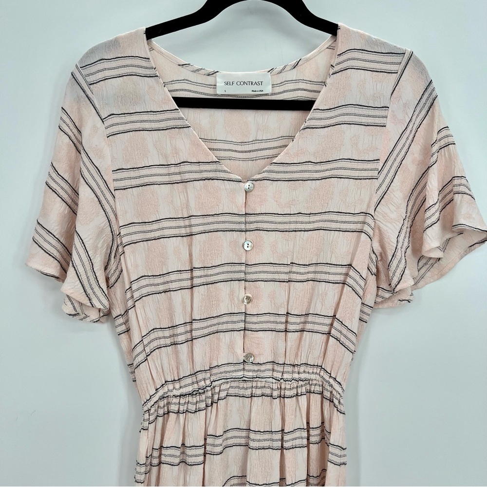 Self Contrast Arie Buttoned Flutter Sleeve Dress … - image 5